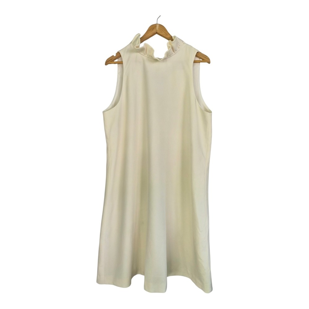 Tuckernuck Blythe Dress XL Ivory White Ruffle Neck Sleeveless Shift Mini